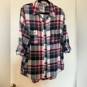 NWOT Pretty Rebel Embellished Flannel in Juniors Size 2X